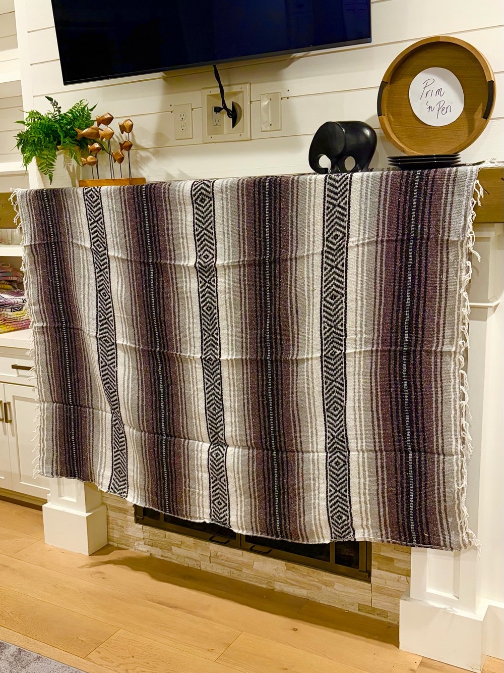 Mexican Falsa Blanket – Woven Striped Serape Throw with Fringe